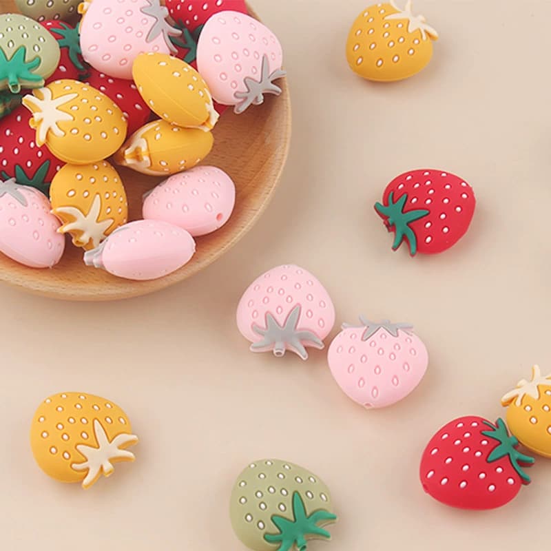 Strawberry Silicone Focal Beads for DIY Pens & Keychains