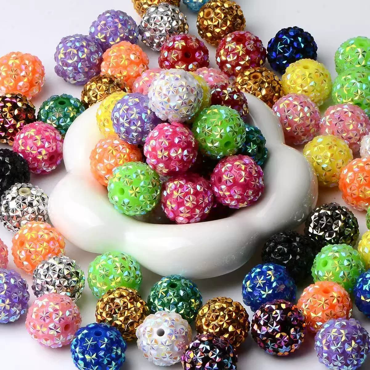 20mm Star-Facet Rhinestone Round Beads