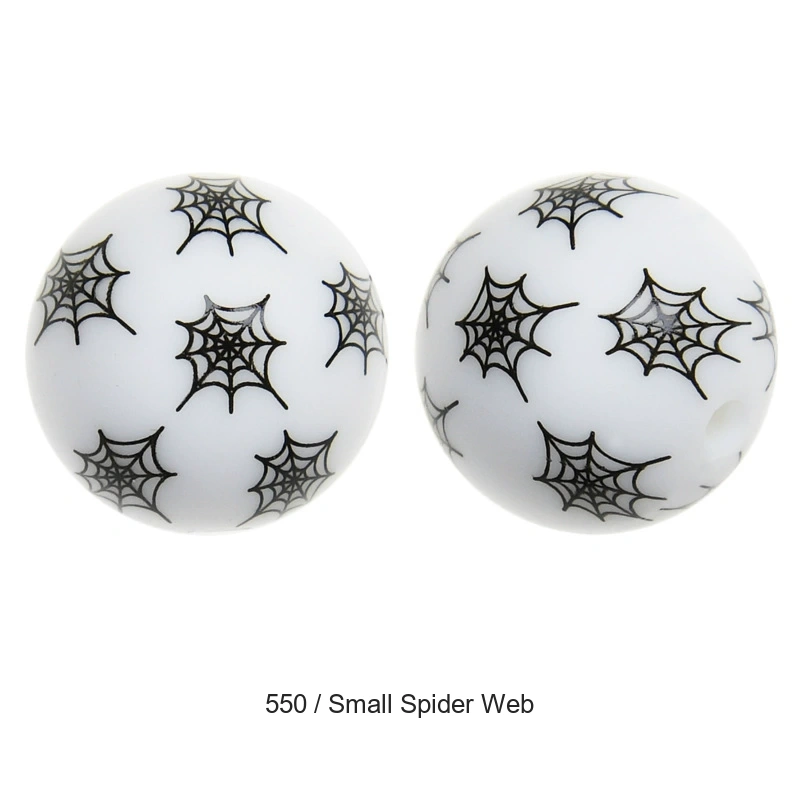 15mm Halloween and Autumn Printed Silicone Beads