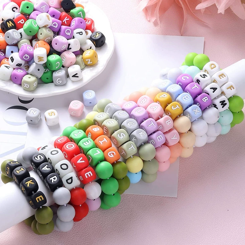 10 mm & 12 mm Alphabet Silicone Beads