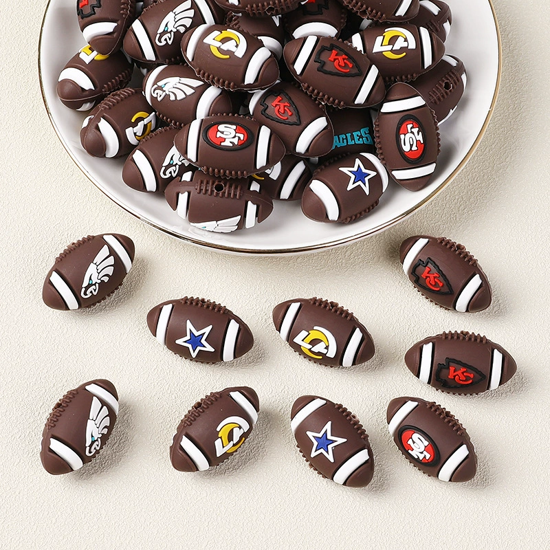 American Football Team 3D Silicone Focal Beads