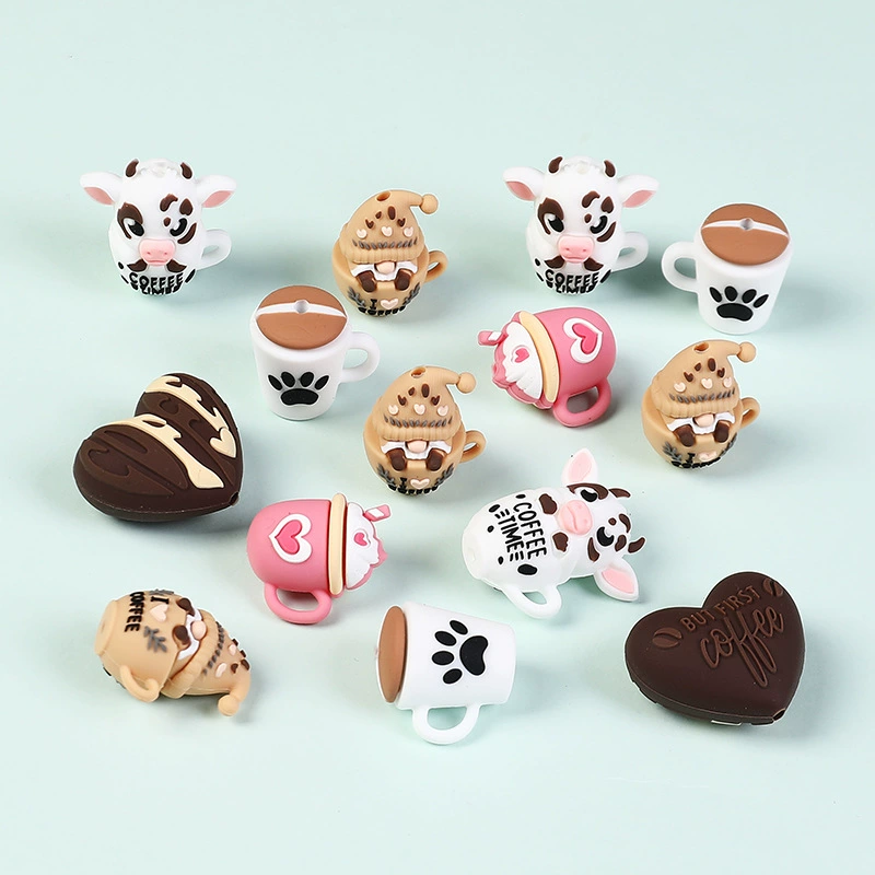 Coffee Cup 3D Silicone Focal Beads