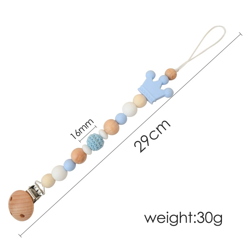 Crown Silicone & Beechwood Pacifier Clips