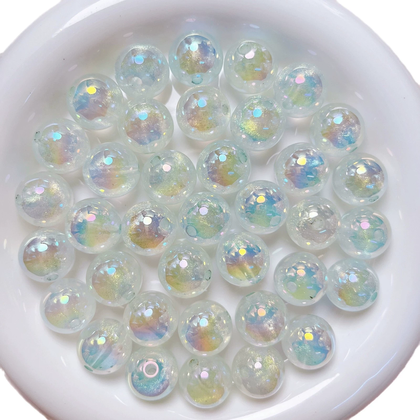 Pastel Glow & Glitter Acrylic Round Beads