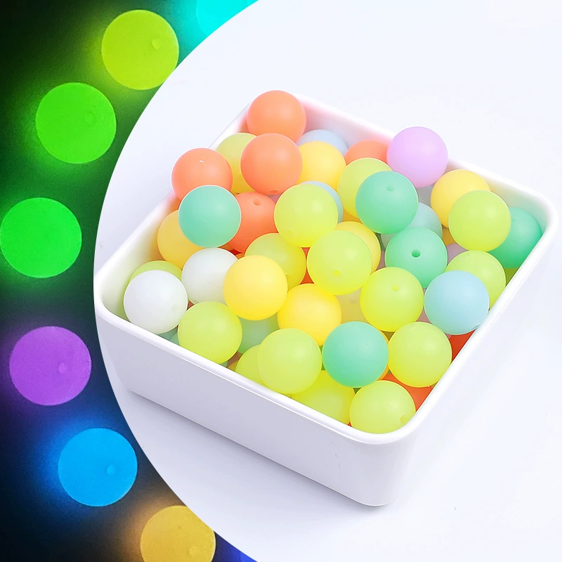 Glow-in-the-Dark Round Silicone Beads