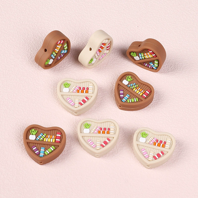 Heart Bookshelf Silicone Focal Beads for Book Lover Pens
