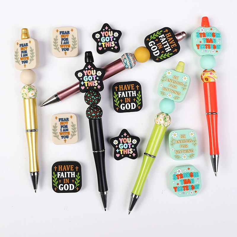 Inspirational Quote Silicone Focal Beads for DIY Beaded Pens