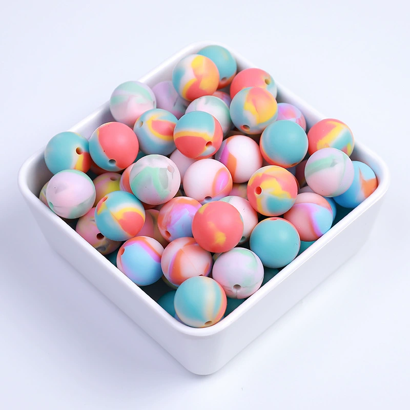 Mixed-Color Round Silicone Beads