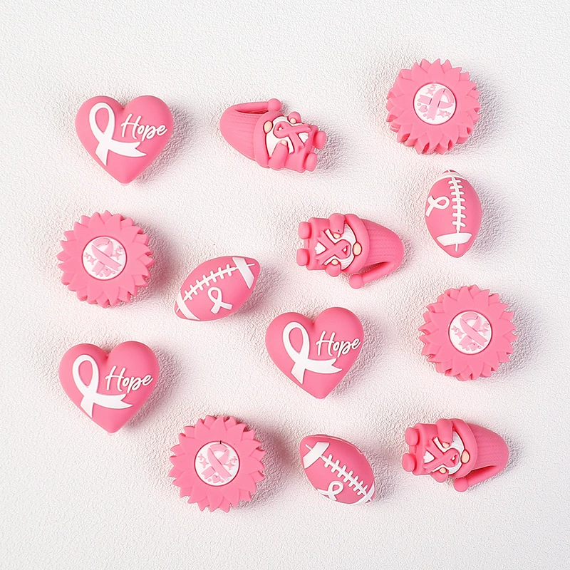 Pink Ribbon 3D Silicone Focal Beads