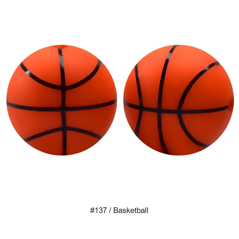 Sports Ball Silicone Beads, 12mm, 15mm & 19mm